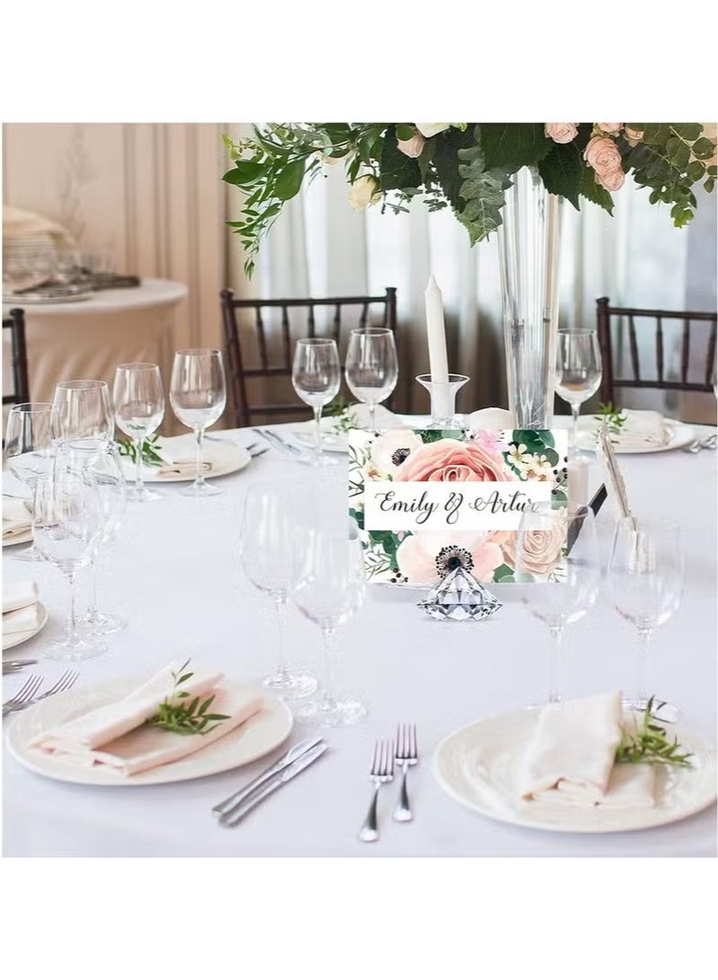 24 عبوة من حاملي بطاقات الماس ، حامل بطاقات طاولة كريستال أكريليك تقف لحفل الزفاف ، زينة الحفلات ، استحمام الطفل ، زينة الطاولة (واضح) - Image 5