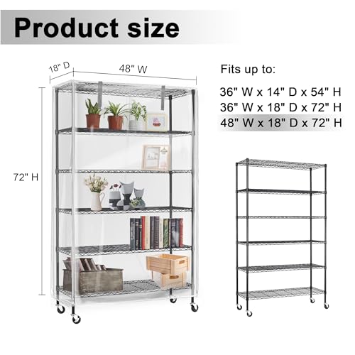 IndigoTempest9 Heavy Duty Wire Rack Cover – Transparent PVC, Waterproof, Dustproof, Full Visibility, 48 x 18 x 72 inches, Cover Only - Image 2