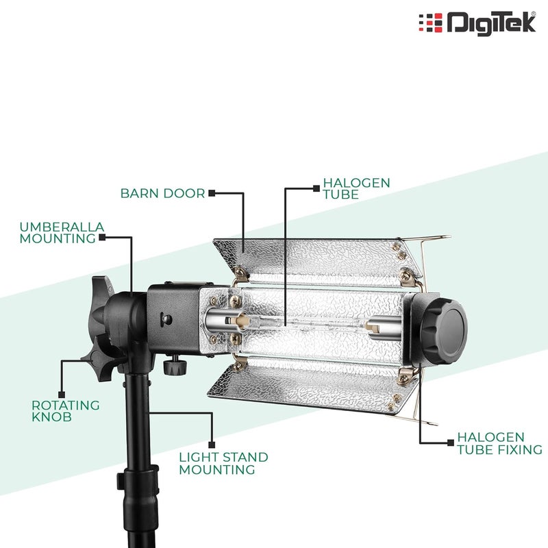 Digitek ® (DPL 003) Porta Light with 1000 Watt Halogen Tube for Video & Still Photography - Image 2