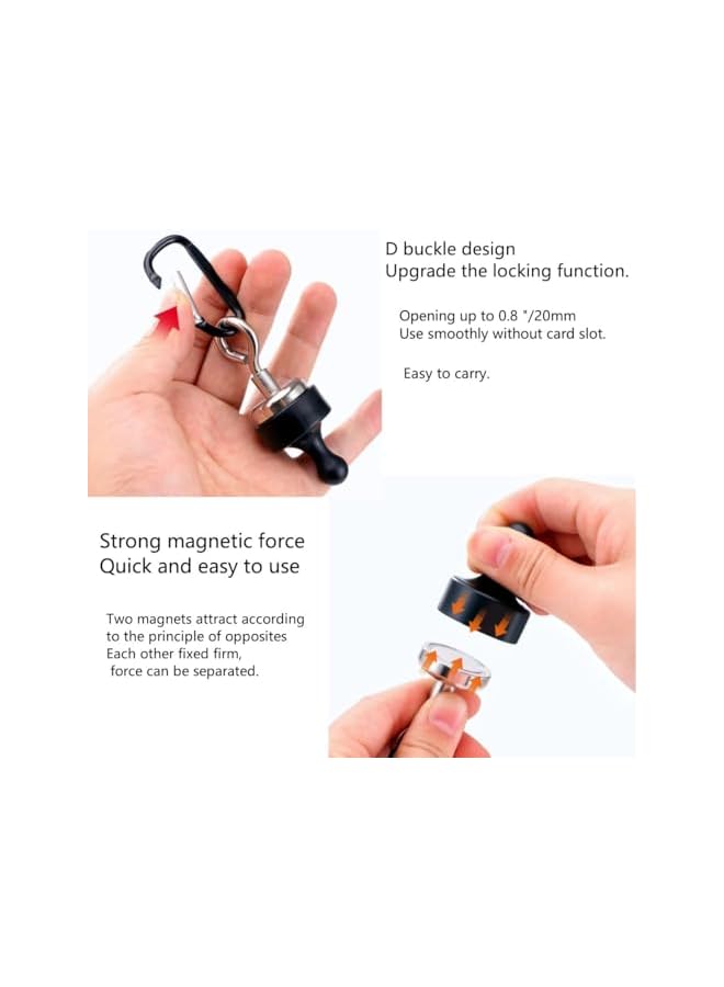 PROMASS Strong Magnet hooks, 4 sets Outdoor Strong Magnetic Heavy Hook, Pulling Force Rare Earth Magnetic Hooks with Countersunk Hole Eye Bolt for outdoor hanging camping light, Multifunctional Tent Canopy - Image 5