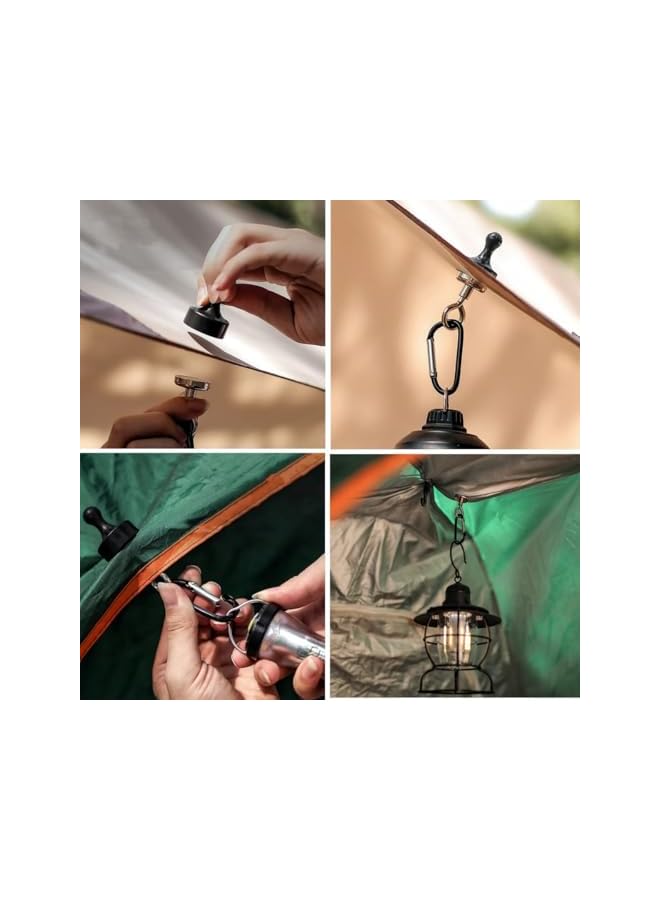PROMASS Strong Magnet hooks, 4 sets Outdoor Strong Magnetic Heavy Hook, Pulling Force Rare Earth Magnetic Hooks with Countersunk Hole Eye Bolt for outdoor hanging camping light, Multifunctional Tent Canopy - Image 2