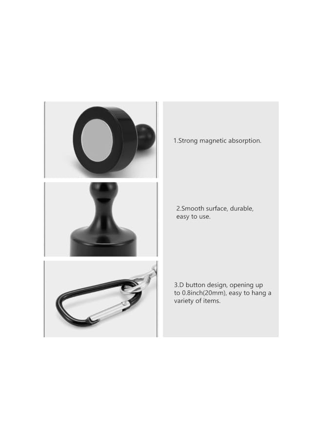 PROMASS Strong Magnet hooks, 4 sets Outdoor Strong Magnetic Heavy Hook, Pulling Force Rare Earth Magnetic Hooks with Countersunk Hole Eye Bolt for outdoor hanging camping light, Multifunctional Tent Canopy - Image 4