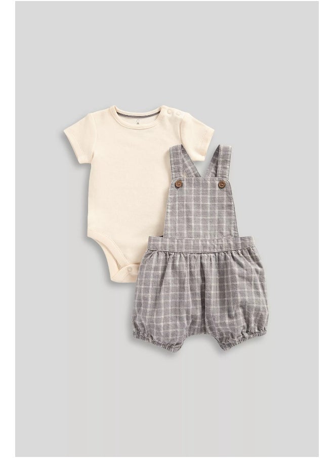 mothercare Checked Bibshorts and Bodysuit Set  - Image 1