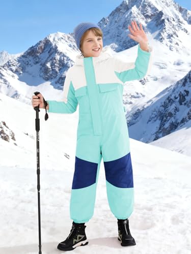 Haloumoning Boys One Piece Snowsuit Kids Hooded Waterproof Insulated Ski Suit Coveralls 514 Years - Image 3
