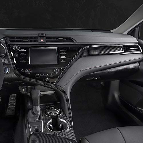 Kadore Interior Front Center Console Strips Trim Molding Cover for Toyota Camry 2018 2019 2020 2021 2022 2023 2024 Carbon Fiber Color LHD 2-pc - Image 2
