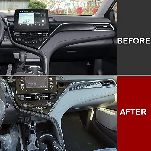 Kadore Interior Front Center Console Strips Trim Molding Cover for Toyota Camry 2018 2019 2020 2021 2022 2023 2024 Carbon Fiber Color LHD 2-pc - Image 5