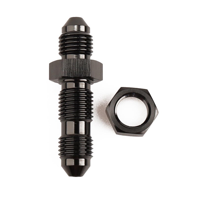 AC PERFORMANCE 3 AN Male Flare Straight Bulkhead Fitting Adapter Aluminum Black with AN3 Nut