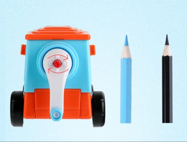 TEMSON Sharpener for Kids – Forklift Truck Shaped Pencil Sharpener with Moving Wheels, Table Sharpener Machine(8630) Multiolor - Image 2