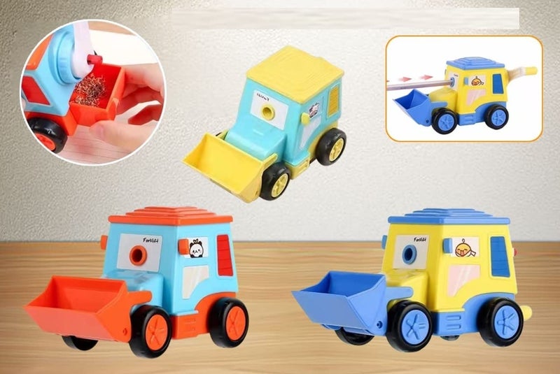TEMSON Sharpener for Kids – Forklift Truck Shaped Pencil Sharpener with Moving Wheels, Table Sharpener Machine(8630) Multiolor - Image 4