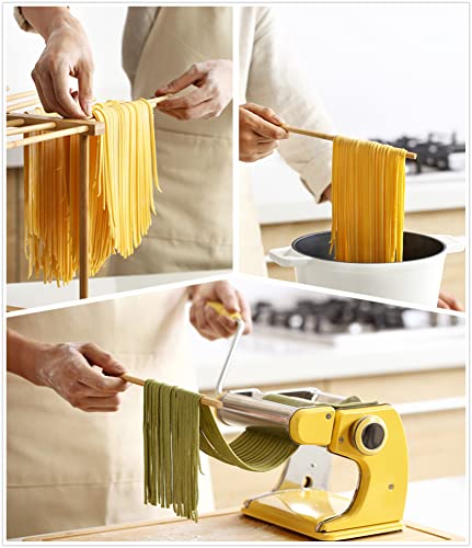 8SOM Bamboo Pasta Drying Rack with Transfer Wand and 12 Bars, Easy to Transfer for Drying Pasta and Cooking, Special Suspension Design for Large Storage - Image 2