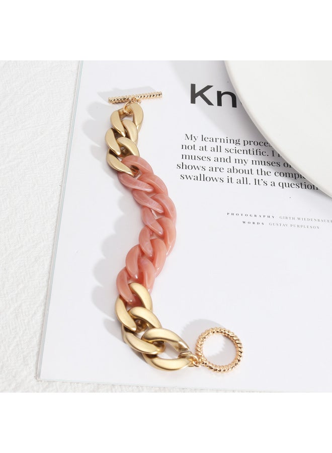 European And American Style elry Twist And Korean Chain Shape Resin Personality Matte Gold Fashion All-match Bracelet