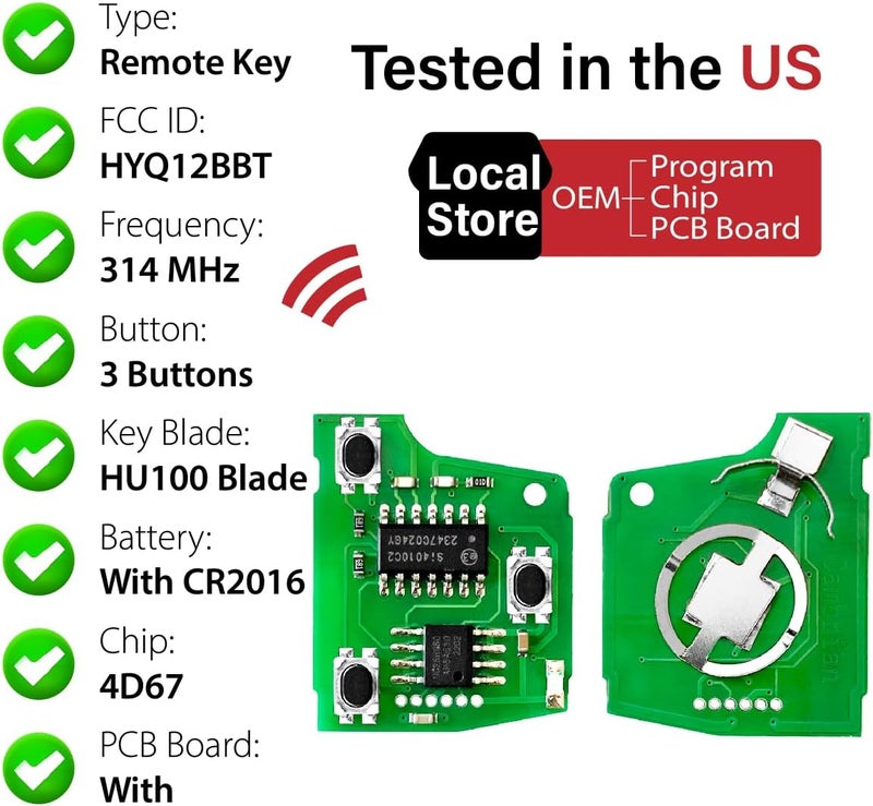 Keylessbest Car Key Fob Remote Keyless Entry Control HYQ12BBT 314MHz 3 Button Replacement for 2003-2009 Toyota Landcruiser FJ Cruiser - 2 Pack - Image 4