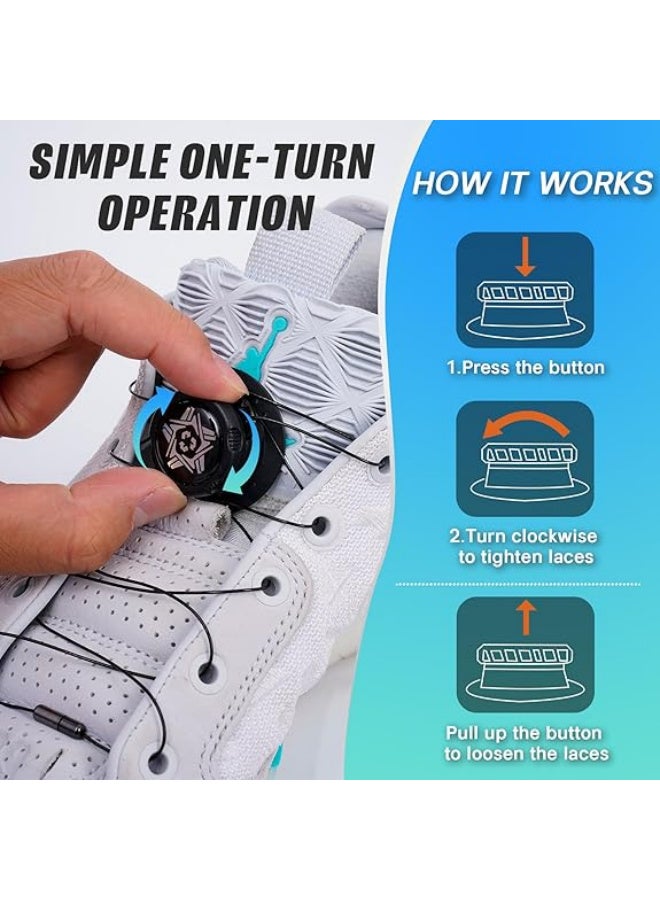 بينكو 3 قطع من أربطة الأحذية المطاطية بدون ربط مع موصل قفل، أربطة أحذية دوارة بدون ربط - مشبك قفل تلقائي، أربطة أحذية بدون ربط (أسود/أبيض) - Image 2