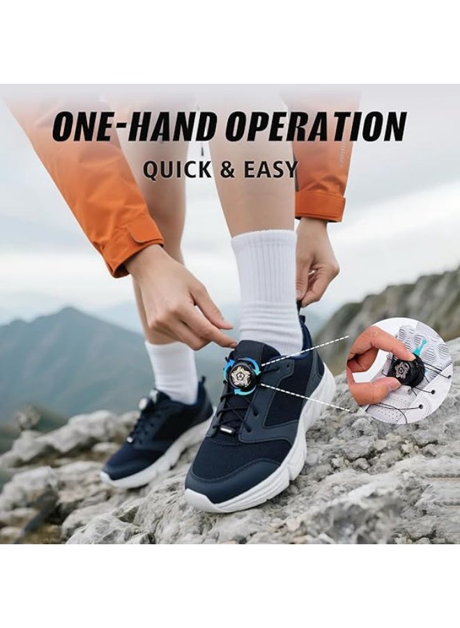 بينكو 3 قطع من أربطة الأحذية المطاطية بدون ربط مع موصل قفل، أربطة أحذية دوارة بدون ربط - مشبك قفل تلقائي، أربطة أحذية بدون ربط (أسود/أبيض) - Image 3