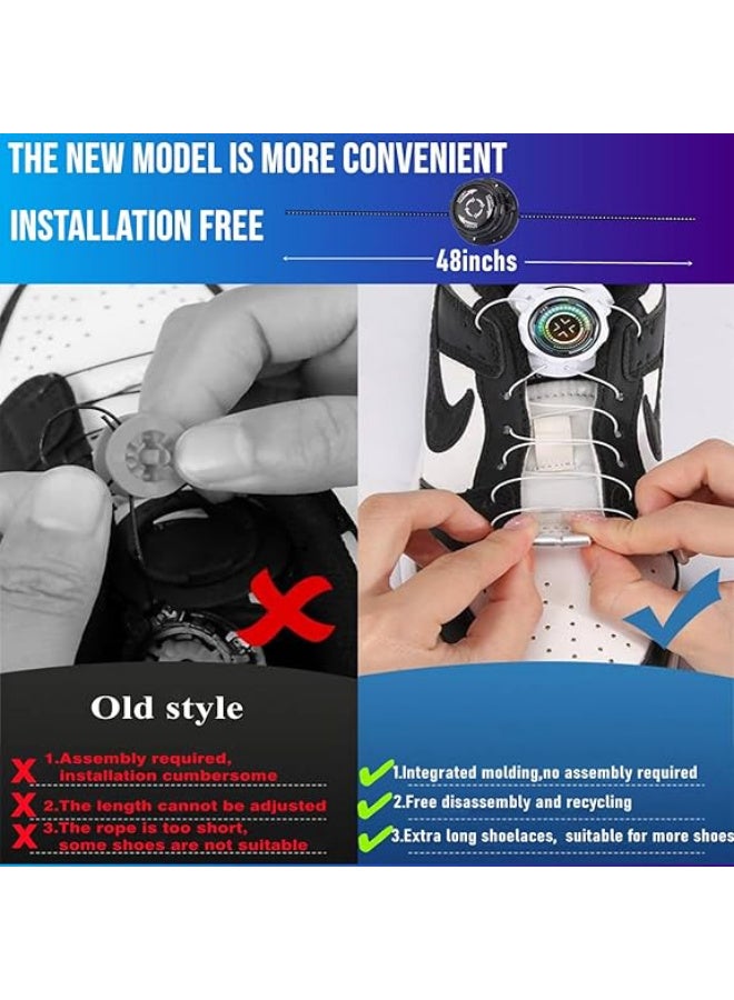 بينكو 3 قطع من أربطة الأحذية المطاطية بدون ربط مع موصل قفل، أربطة أحذية دوارة بدون ربط - مشبك قفل تلقائي، أربطة أحذية بدون ربط (أسود/أبيض) - Image 5
