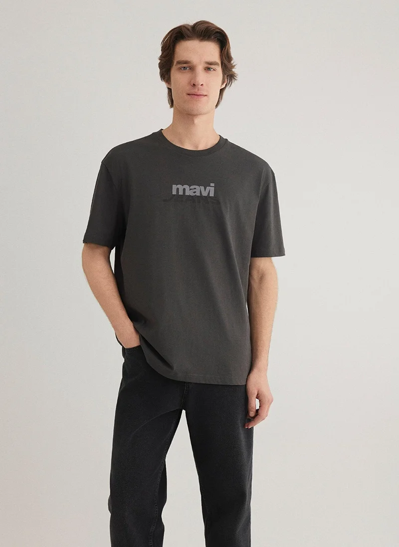 MAVI Mavi Logo Printed Anthracite T-Shirt