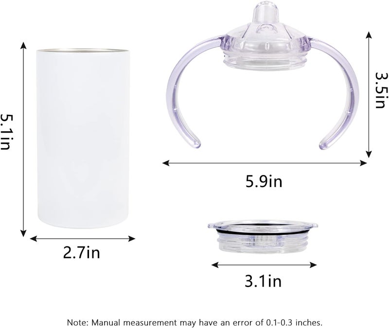 MAIKESUB 24 Pack Sublimation Blanks Sippy Cup Baby Bottle with Handles Straight Stainless Steel Insulated Skinny Tumblers with Splash proof Lid 12 oz Shatterproof Water Tumbler - Image 3