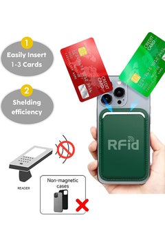 Theodor Mag-Safe Wallet Compatible with iPhone 16,15,14 & iPhone 13 Pro Max – Mag Safe Secure Credit Card Holder – Vegan Leather. Magnetic Card Wallet Holder Green  - Image 2