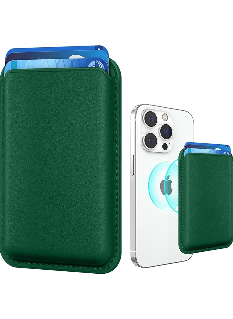 Theodor Mag-Safe Wallet Compatible with iPhone 16,15,14 & iPhone 13 Pro Max – Mag Safe Secure Credit Card Holder – Vegan Leather. Magnetic Card Wallet Holder Green  - Image 1