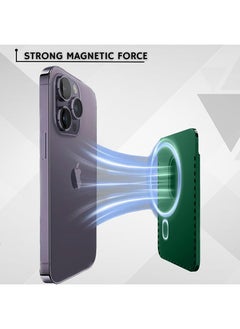 Theodor Mag-Safe Wallet Compatible with iPhone 16,15,14 & iPhone 13 Pro Max – Mag Safe Secure Credit Card Holder – Vegan Leather. Magnetic Card Wallet Holder Green  - Image 4