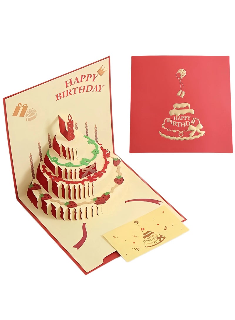 Beauty 3D Popup Card with Envelopes, Greeting Paper Cards for Men, Women, Boys, Girls and Kids (Red)  - Image 1