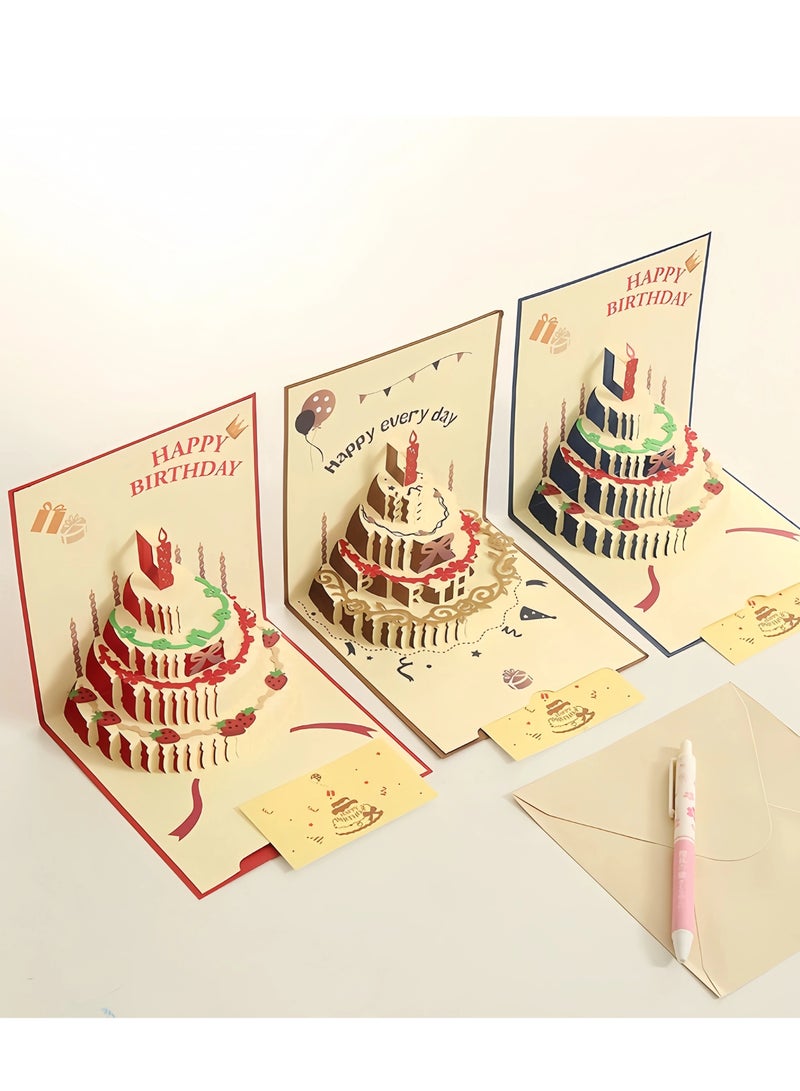 Beauty 3D Popup Card with Envelopes, Greeting Paper Cards for Men, Women, Boys, Girls and Kids (Red)  - Image 2