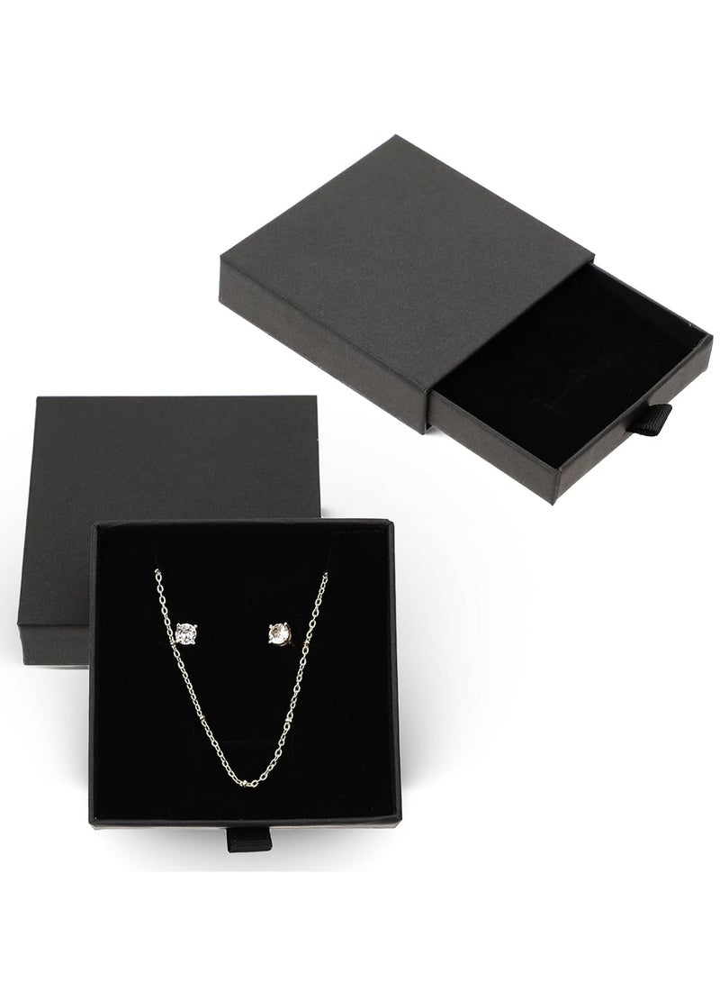 Loquat 2-Pack Black Cardboard Jewelry Gift Boxes, 3.15x3.15x0.79 in, for Bracelets, Earrings, Necklaces - Image 1