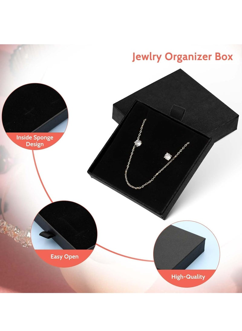 Loquat 2-Pack Black Cardboard Jewelry Gift Boxes, 3.15x3.15x0.79 in, for Bracelets, Earrings, Necklaces - Image 2