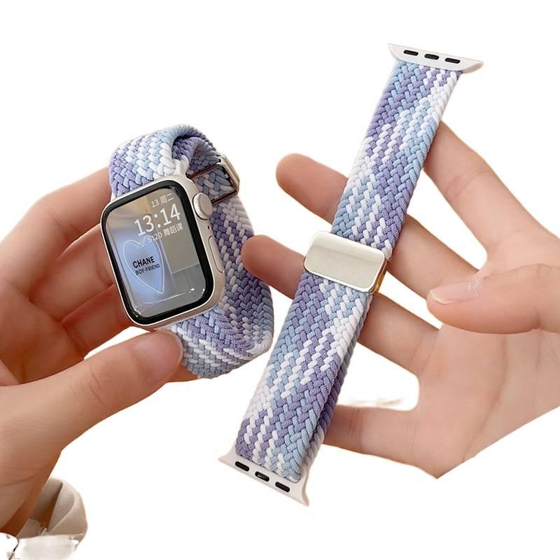 AD Gray Nylon Loop Strap Smartwatch Band Compatible with Apple Watch / SE with Adjustable Fit Replacement Strap for Daily Wear - Image 3