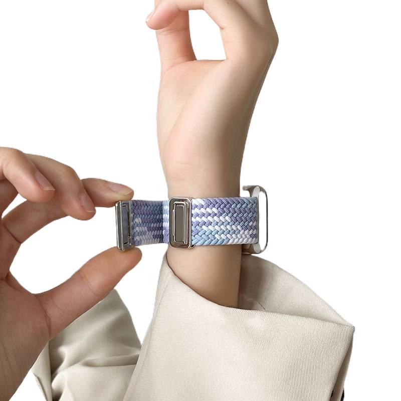 AD Gray Nylon Loop Strap Smartwatch Band Compatible with Apple Watch / SE with Adjustable Fit Replacement Strap for Daily Wear - Image 5