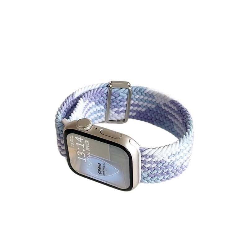 AD Gray Nylon Loop Strap Smartwatch Band Compatible with Apple Watch / SE with Adjustable Fit Replacement Strap for Daily Wear - Image 4