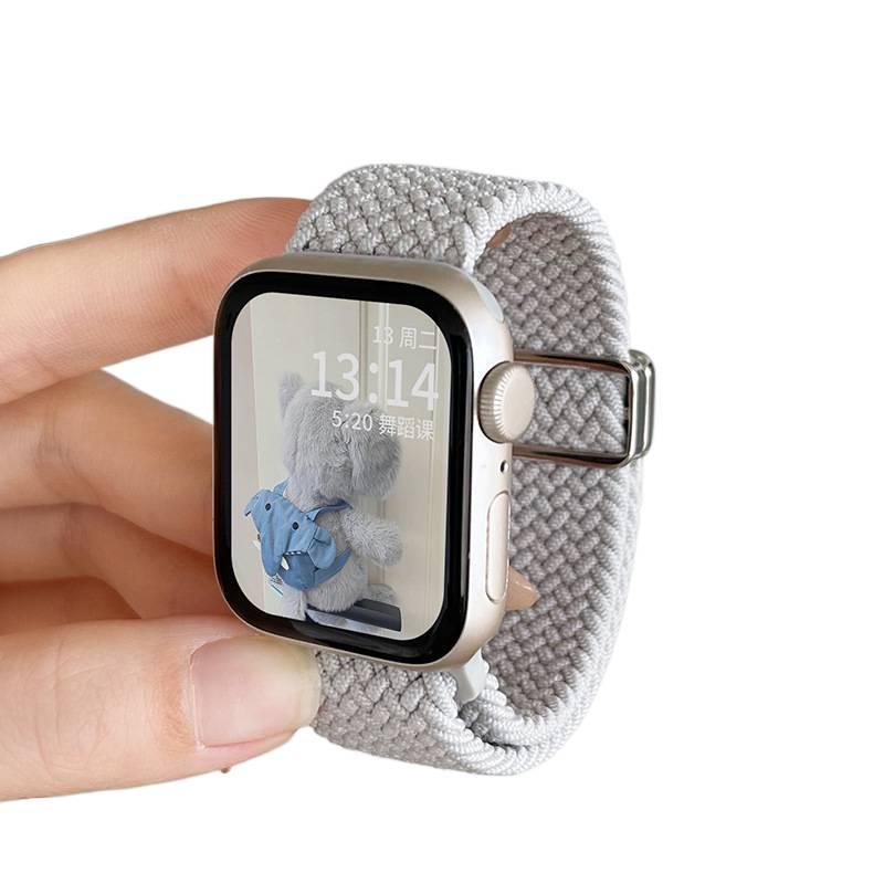 AD Gray Nylon Loop Strap Smartwatch Band Compatible with Apple Watch / SE with Adjustable Fit Replacement Strap for Daily Wear - Image 1