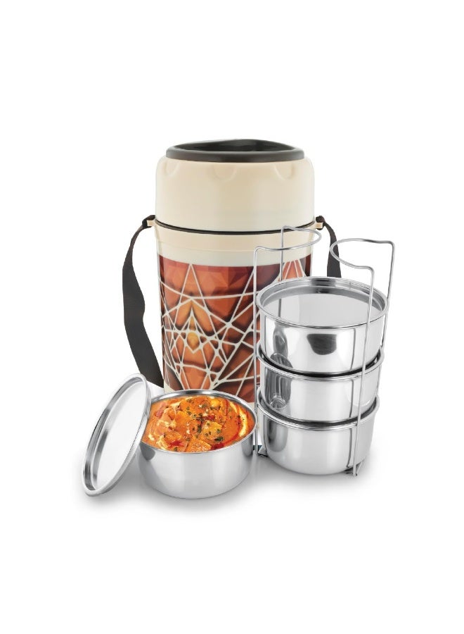 Trueware Trendy 4 Lunch Box with 4 Stainless Steel Container,300ml X4 | PU Insulated | Lunch Box | Tiffin | Hot Lunch Box | Leak Proof - Image 1