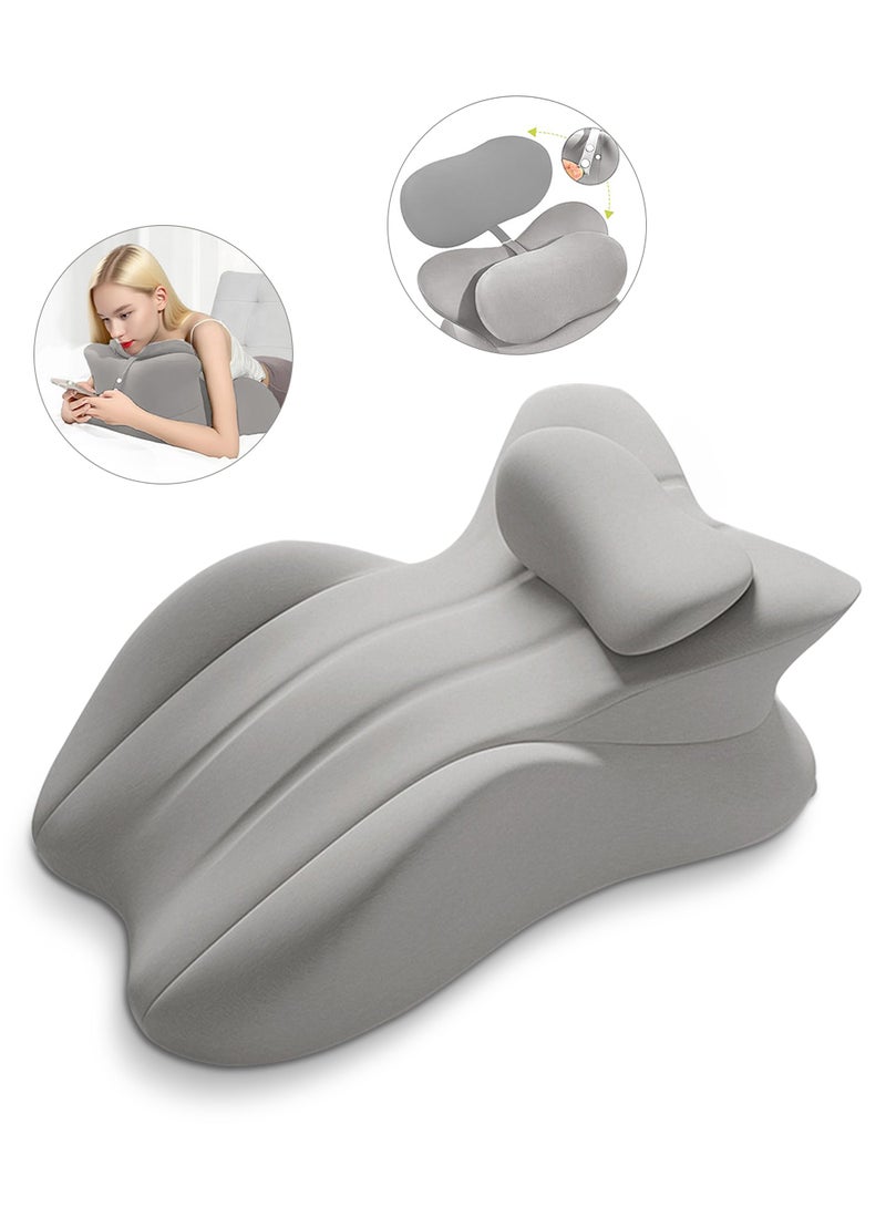 إيزي سو وسادة رمادية على شكل إسفين وسادة للراحة في السرير وسائد لتثبيت وضع الساقين للجلوس في السرير وسادة من الإسفنج المرن للبالغين لدعم الظهر وسادة للقراءة للأسرة والأرائك للنوم وتخفيف آلام الظهر والساقين والارتجاع الحمضي ومكافحة الشخير - Image 1