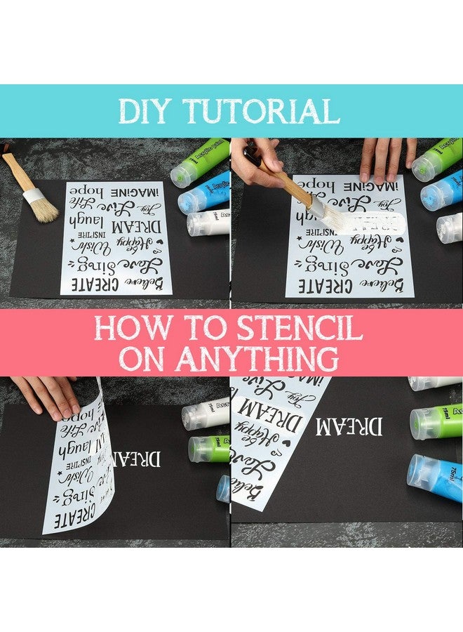 Zonon 3 Pieces Plastic Painting Stencils Inspirational Word Stencils 8 X 11 Inch Reusable Stencils Template For Painting On Wood Fabric Paper Wall Diy Drawing Craft - Image 3