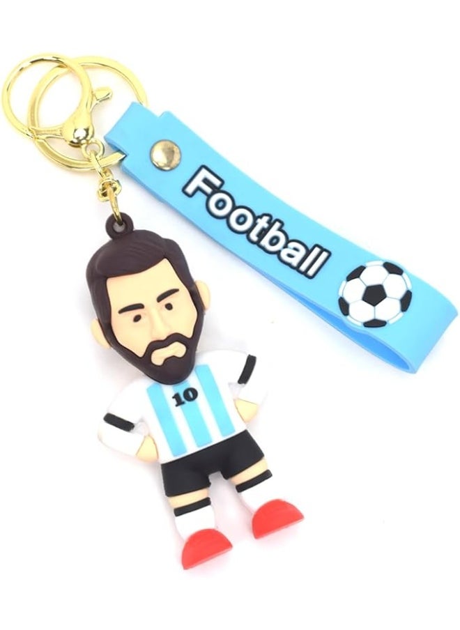 Football 3D Rubber Keychain Keychain with Soccer Player on Long Strap - Vibrant Accessory for Soccer Fans Soccer Player on Long Strap - Vibrant Accessory for Soccer Fans and Collectors  - Image 2