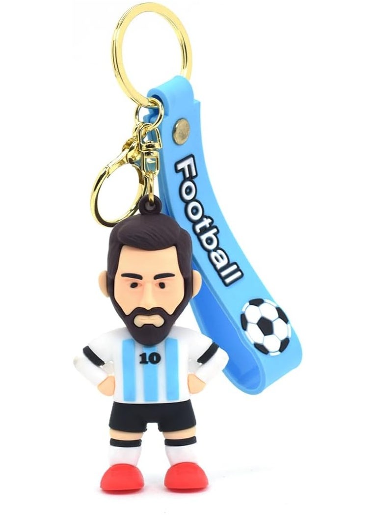 Football 3D Rubber Keychain Keychain with Soccer Player on Long Strap - Vibrant Accessory for Soccer Fans Soccer Player on Long Strap - Vibrant Accessory for Soccer Fans and Collectors  - Image 1