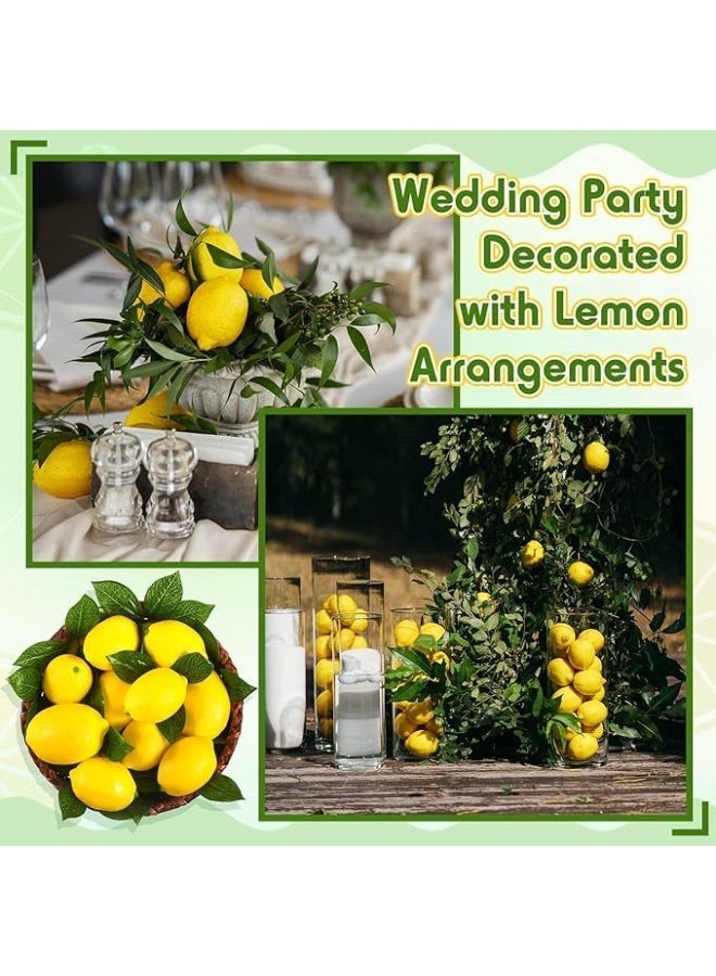 يُسلِّم 14 قطعة ليمون صناعي مع أوراق، حجمان 1.97 و 2.60 بوصة، زينة فواكه صناعية للأوعية ومركزيات الطاولات وزينة المطبخ الصيفي - Image 3