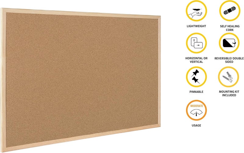 Bi-Office MC010012010 400 x 300 mm Wood Frame Cork Notice Board