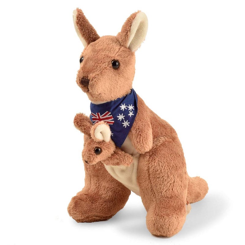 BOHS Plush Kangaroo with Australia Scarf and Removable Joey Cuddly Soft Stuffed Mom and Baby Animals Toy 11 Inches - Image 3