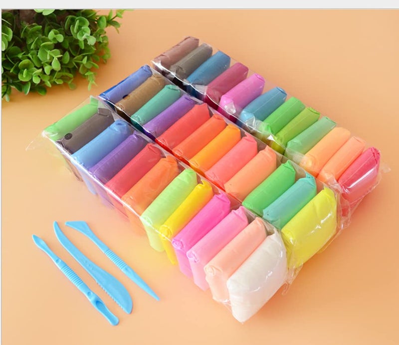 Sellon1 DIY Ultra-Light Creative Art and Craft Air Dry Super Clay with Carving Molding Tools Kit for Girls and Boys(Pack of 36) - Image 2