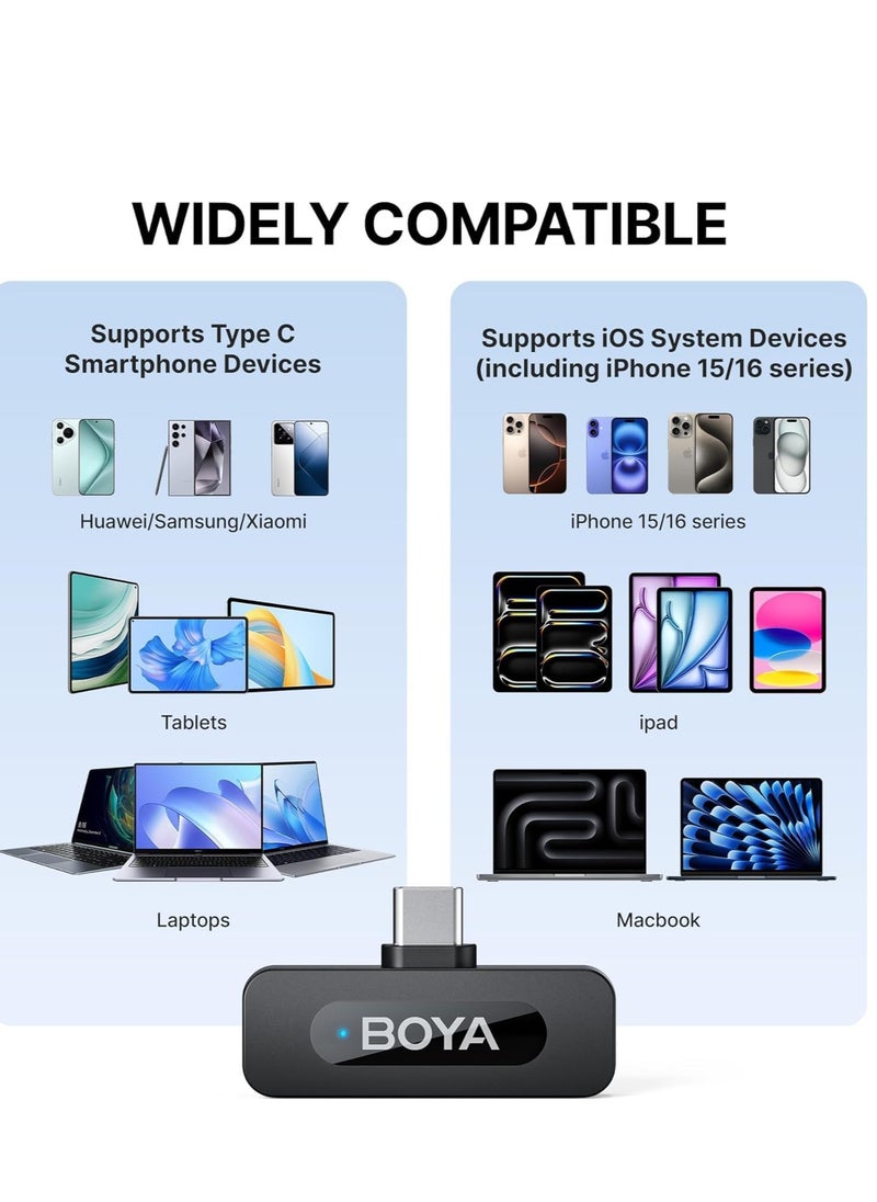 بويا نظام ميكروفون لاسلكي فائق الصغر BY-V10 من بويا مع USB-C للموبايل (2.4 جيجاهرتز) - اسود  - Image 2