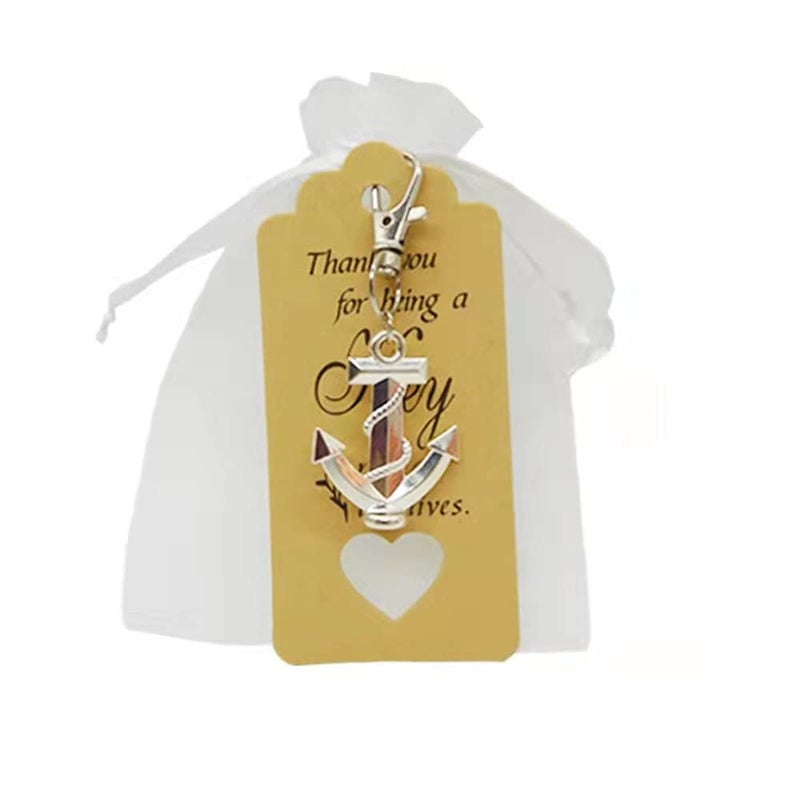 Aizhuang 50Pcs Anchor Keychain Party Favor Wedding Favors for Guests, Creative Souvenirs Gifts with Drawstring Gift Bags and Thankyou Tags for Nautical Theme Wedding Party Decorations - Image 5