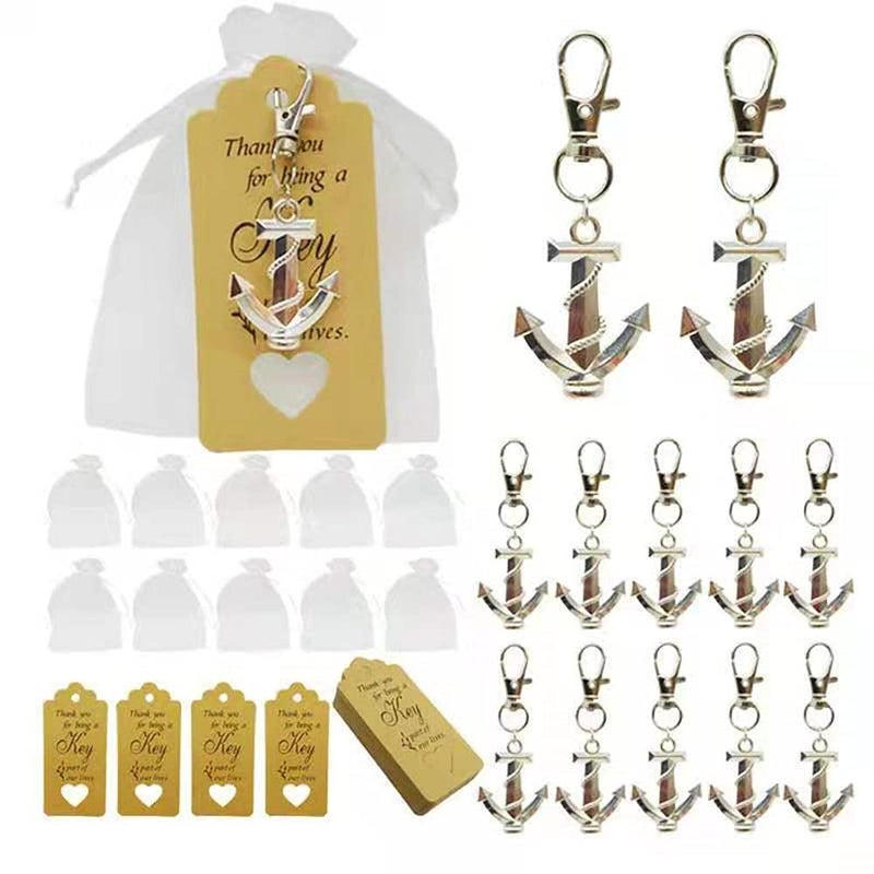 Aizhuang 50Pcs Anchor Keychain Party Favor Wedding Favors for Guests, Creative Souvenirs Gifts with Drawstring Gift Bags and Thankyou Tags for Nautical Theme Wedding Party Decorations - Image 1