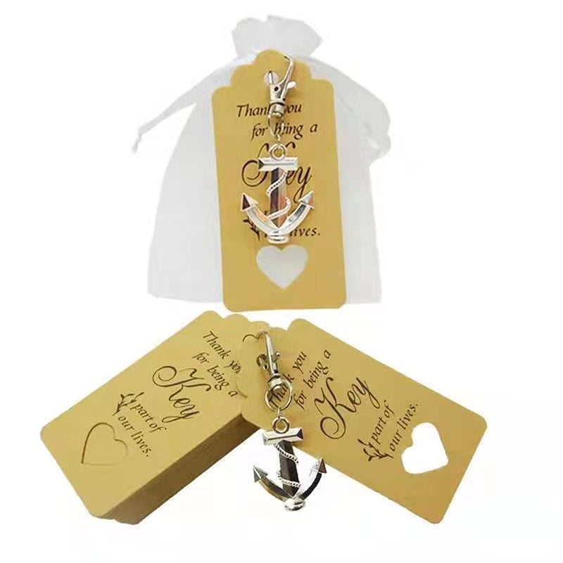 Aizhuang 50Pcs Anchor Keychain Party Favor Wedding Favors for Guests, Creative Souvenirs Gifts with Drawstring Gift Bags and Thankyou Tags for Nautical Theme Wedding Party Decorations - Image 2