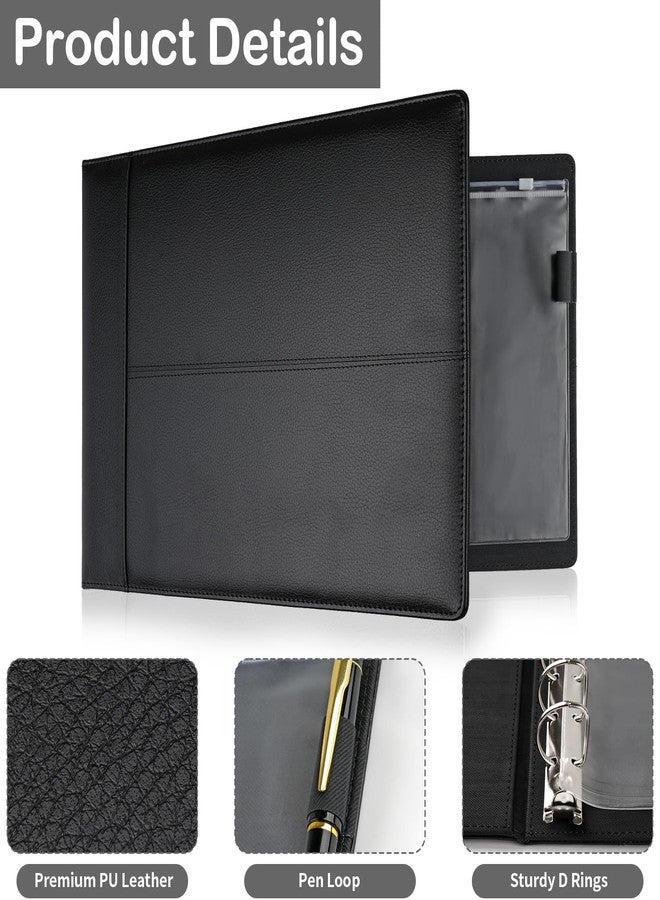 MOWPOG Business Checkbook Binder, 7 Ring Check Binder for Business Checks with Zipper Pouch, Black PU Leather Check Book Holder for 9x13 Inch Sheets, 600 Check Capacity - Image 5