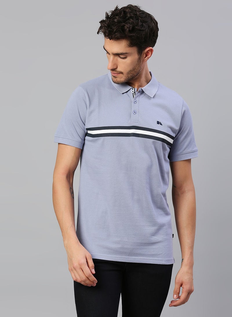 Dennis Lingo Men's Light Blue Regular Fit Cotton Polo T-shirt  - Image 1