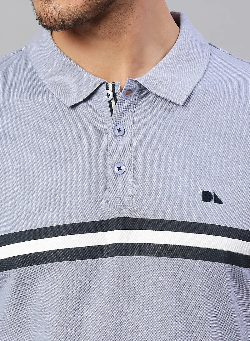 Dennis Lingo Men's Light Blue Regular Fit Cotton Polo T-shirt