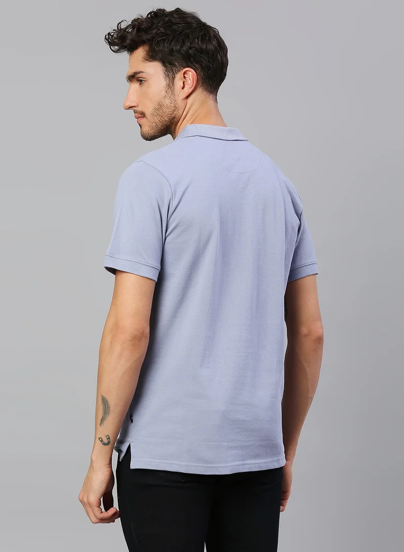 Dennis Lingo Men's Light Blue Regular Fit Cotton Polo T-shirt