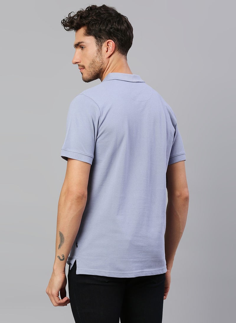 Dennis Lingo Men's Light Blue Regular Fit Cotton Polo T-shirt  - Image 5
